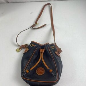Vintage Dooney & Bourke Mini Bucket Bag Black Tan Leather USA